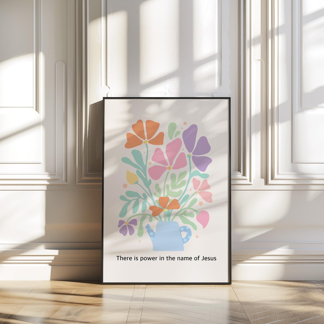 There Is Power In The Name Of Jesus Floral Wall Quote Poster - Image 3