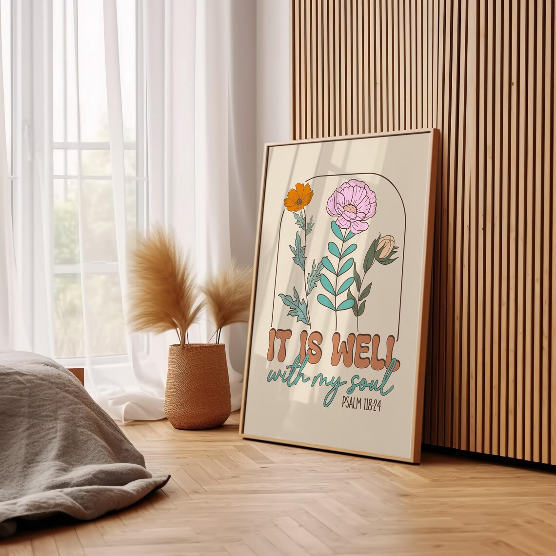 Retro Floral It Is Well With My Soul Psalm 118 24 Verse Poster - Image 2