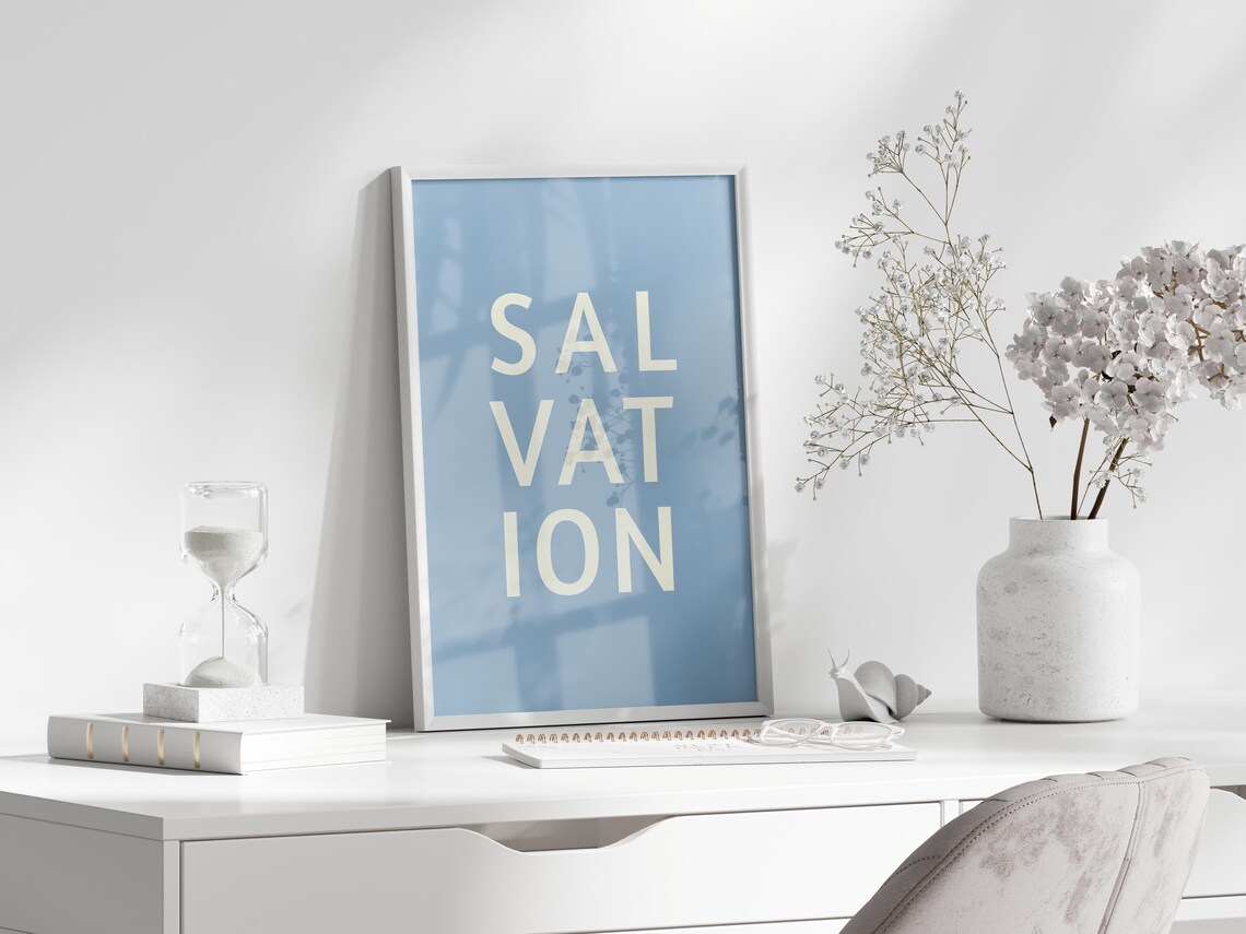 Salvation Blue Minimalist Typography Modern Christian Poster - Image 4