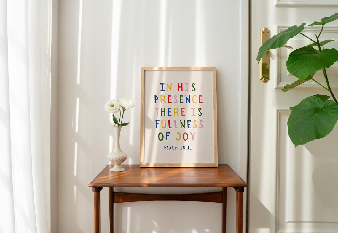 Psalm 16:11 Minimalist Christian Scripture Art Print - Image 2