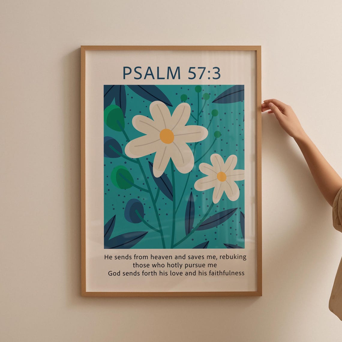 Psalm 573 Print Retro Christian Wall Art Psalm Bible Verse Flower Poster Christian Poster Scripture Art Wall Decor - Image 3