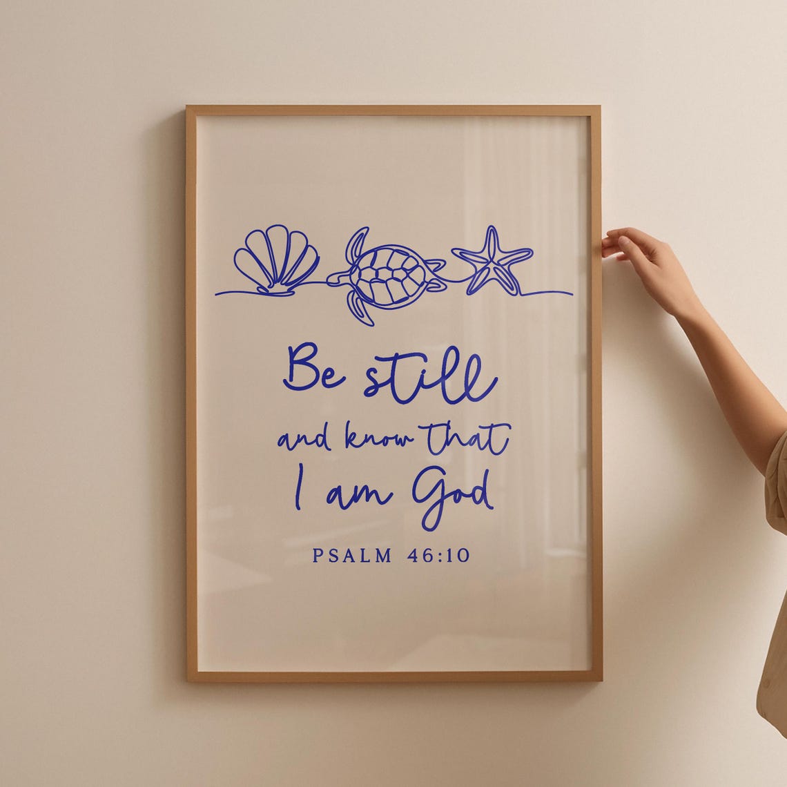 Psalm 4610 Print Costal Wall Art Nautical Christian Poster Bible Verse Blue Poster Dorm Decor Gift For Christians - Image 4
