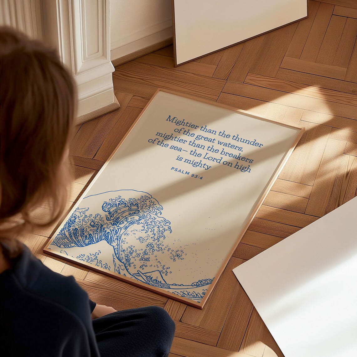 Mightier Than the Thunder Psalm 93:4 Ocean Wave Scripture Poster - Image 2