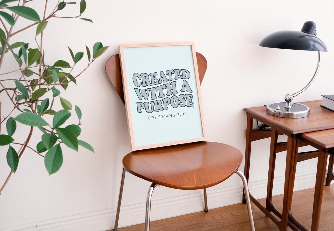 Retro Christian Wall Print, Created With A Purpose - Image 2
