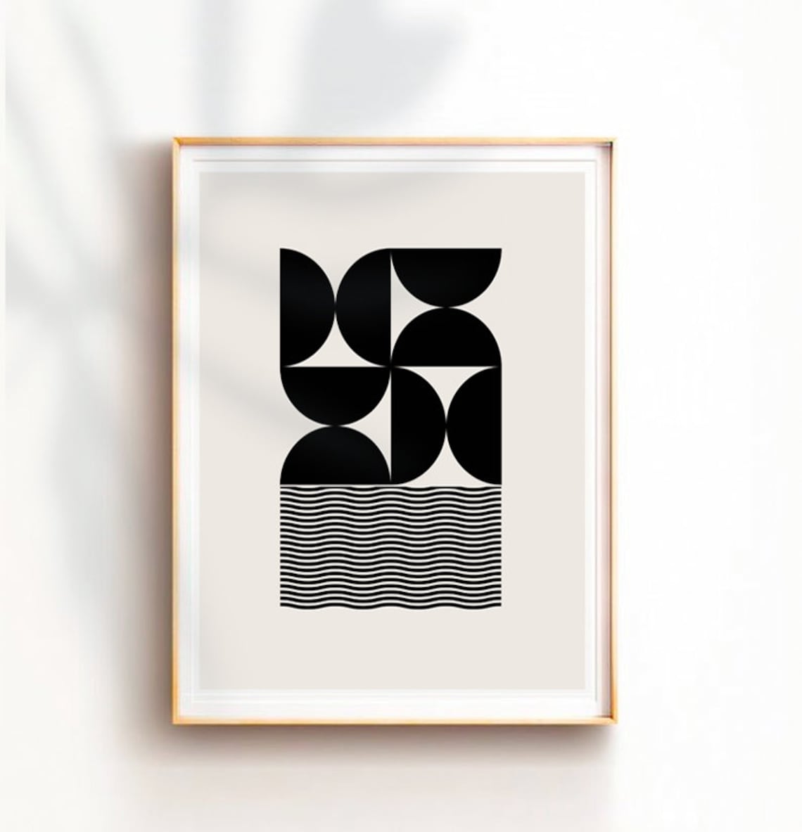 Mid Century Modern Geometric Black And White Art Print