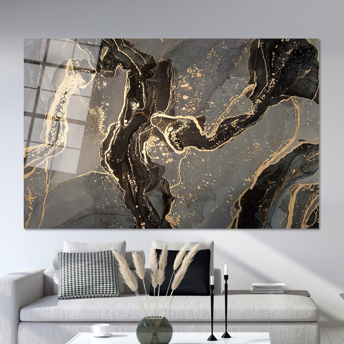 Black Marble Abstract Art, Luxury Marble Design - Image 2
