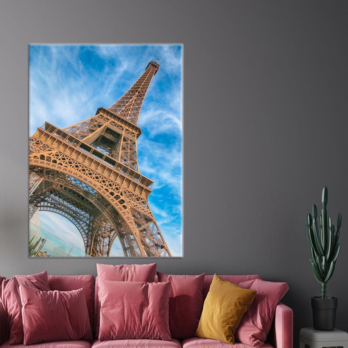 Eiffel Tower Viewed From Below Blue Sky Paris Travel Art Poster