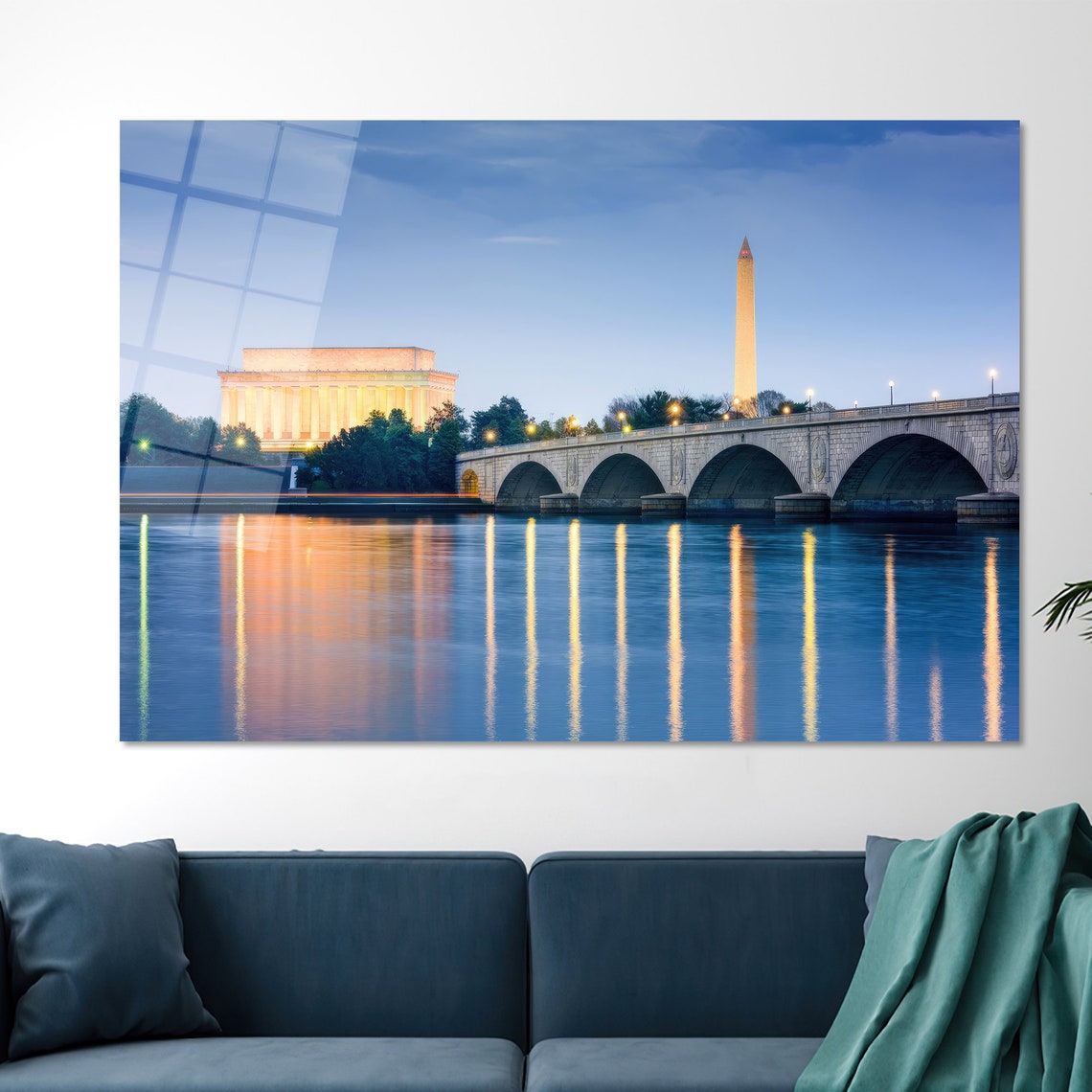 Washington DC Monuments Dusk River Reflection Skyline Poster - Image 2