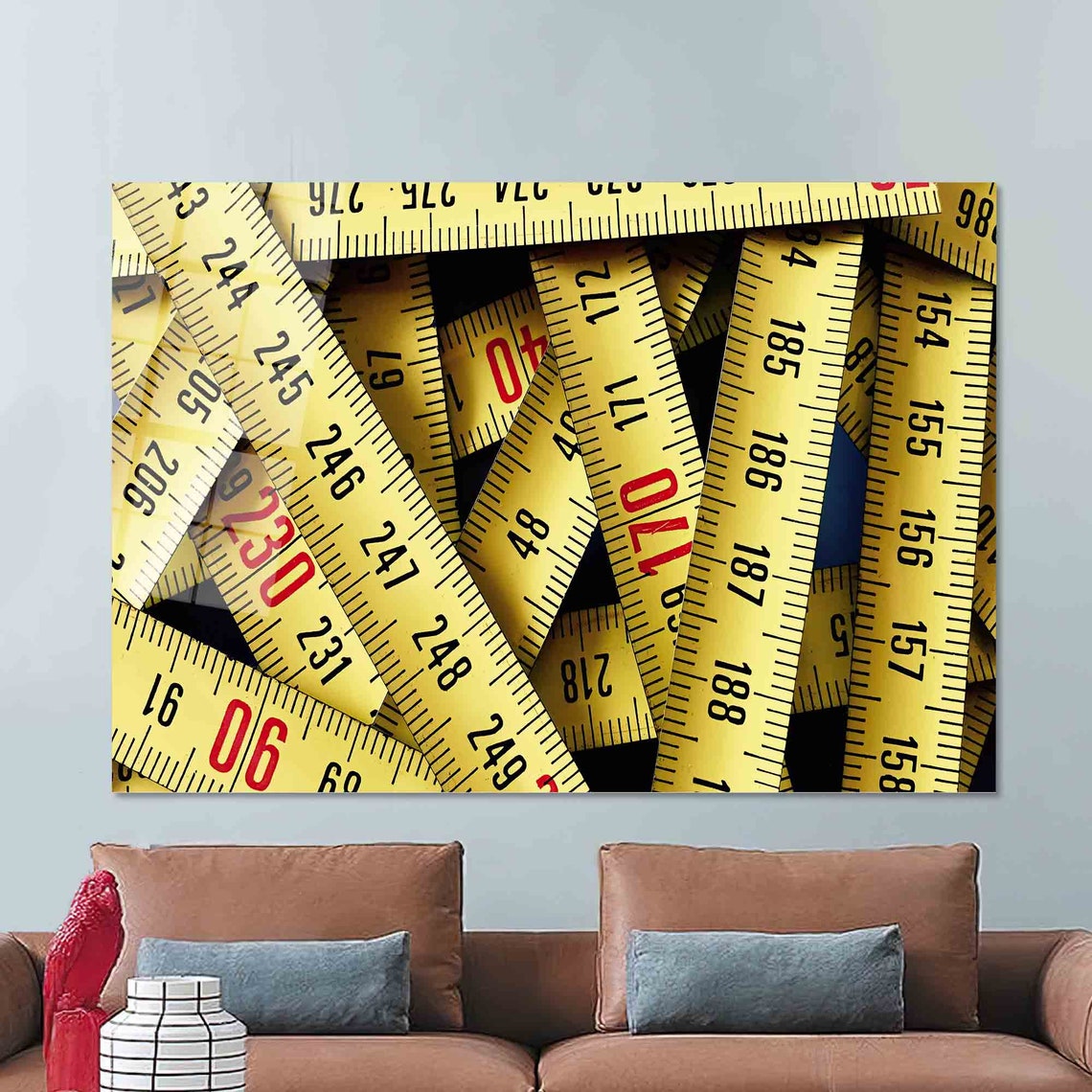 Vintage Yellow Measuring Tapes Craft Room Sewing Decor Wall Poster - Image 2