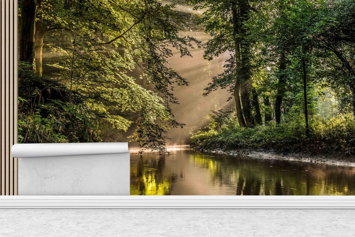 Forest Wall Art Landscape Art View Artwork Green Wall Decor Tree Wall Art Art 3d Glass Art Forest Wallpaper Home Wall Decor - Image 2