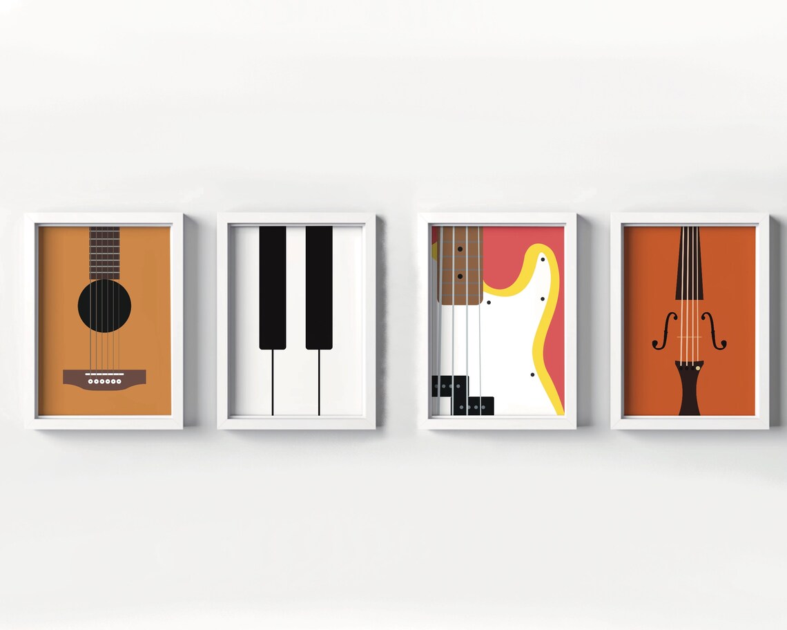 Guitar Minimal Modern Art Print, Music Wall Art - Image 4