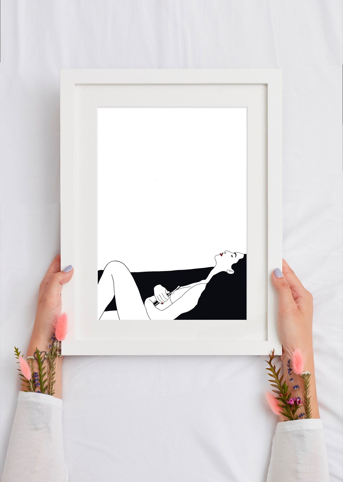 Naked Lines Reclining Woman Sofa Minimalist Line Art Sketch Poster - Image 4