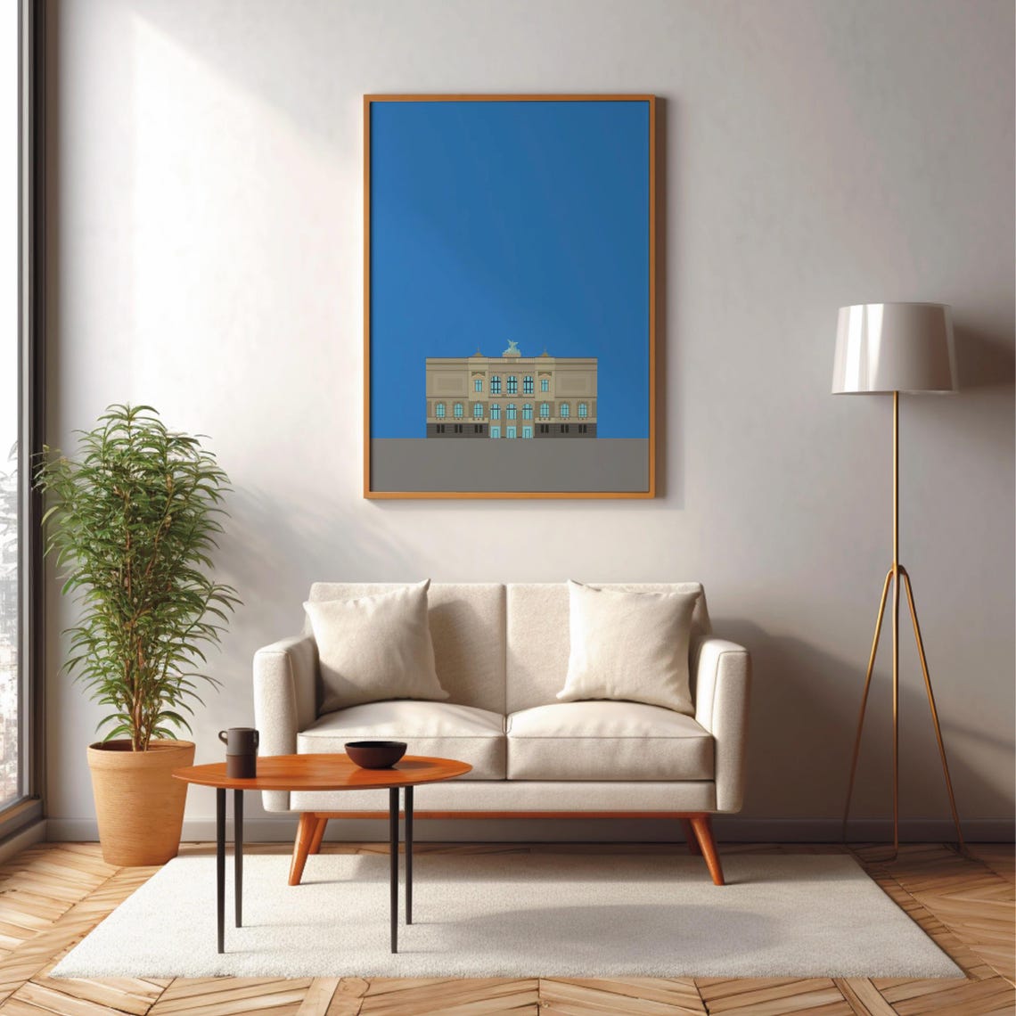 Grand Classical Building Blue Sky Minimal Architecture Poster - Image 4