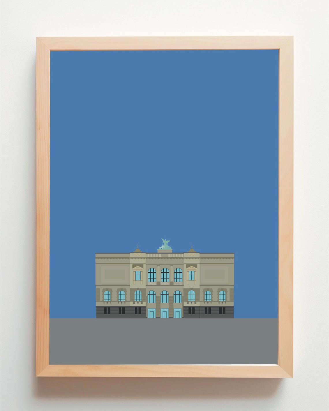 Grand Classical Building Blue Sky Minimal Architecture Poster - Image 2