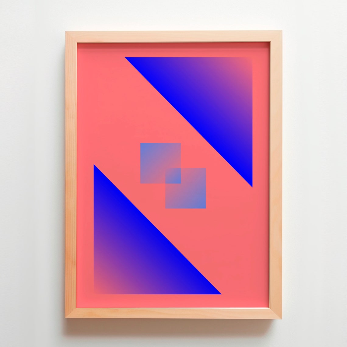 Coral and Blue Gradient Triangle Modern Geometric Abstract Poster - Image 5