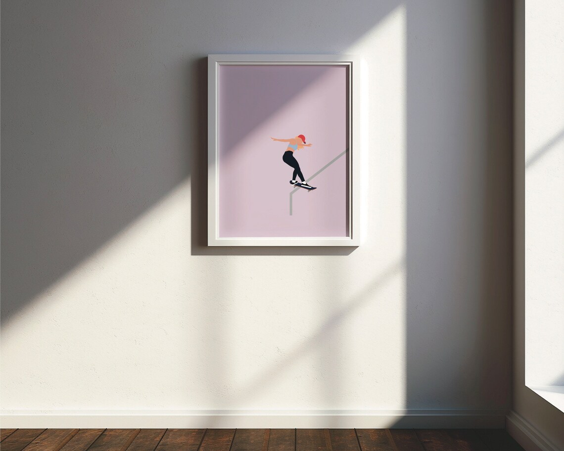 Skateboarder Minimal Modern Sports Art Print - Image 4