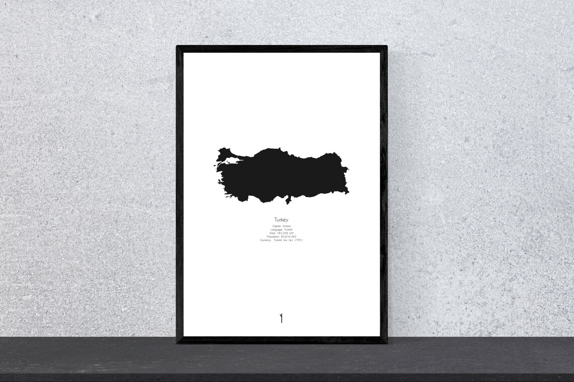 Turkey Country Black Silhouette Minimalist Travel Map Art Poster