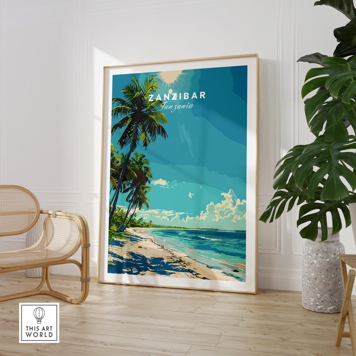 Tropical Zanzibar Tanzania Palm Beach Turquoise Sea Sun Poster - Image 2