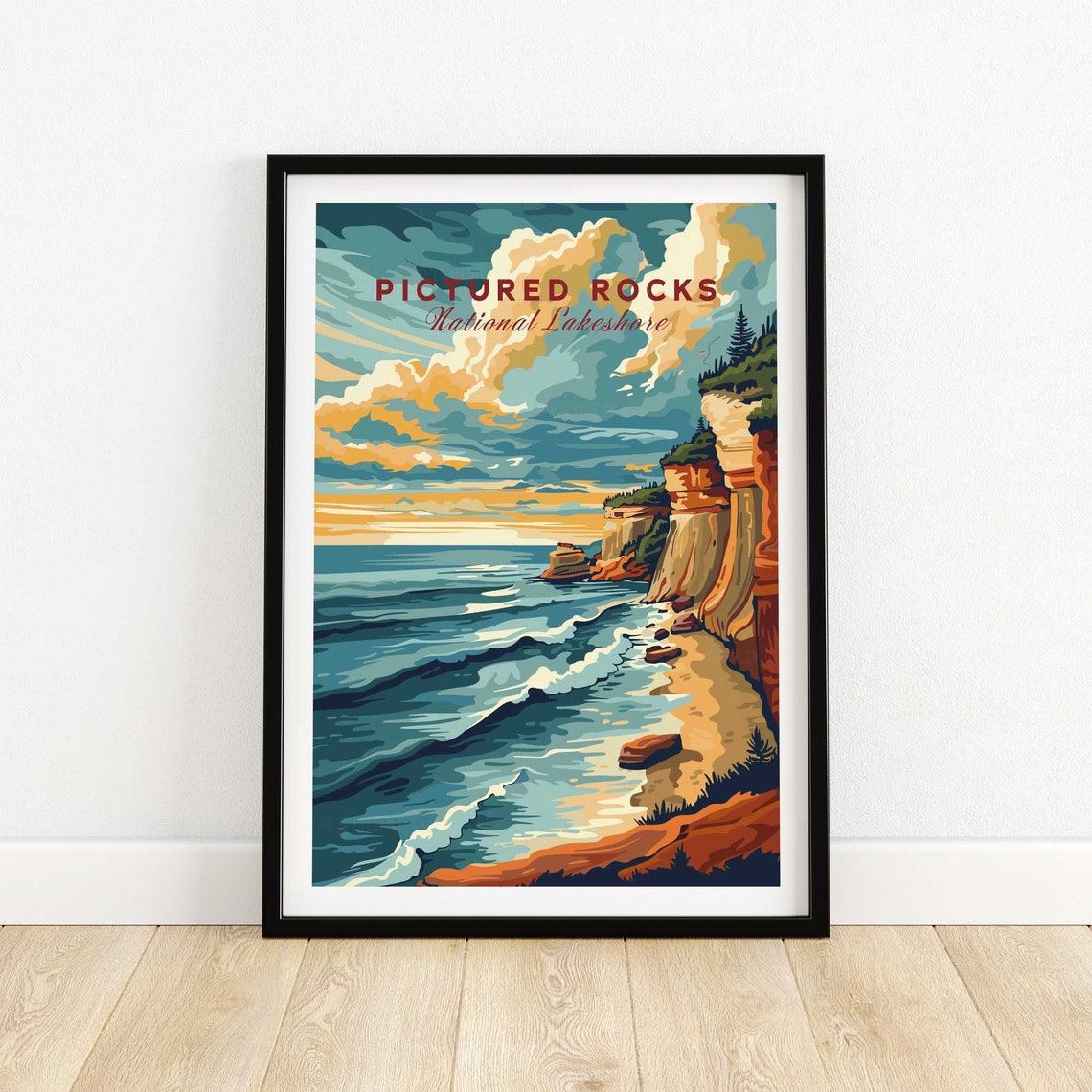 Pictured Rocks National Lakeshore Sandstone Cliffs Travel Poster