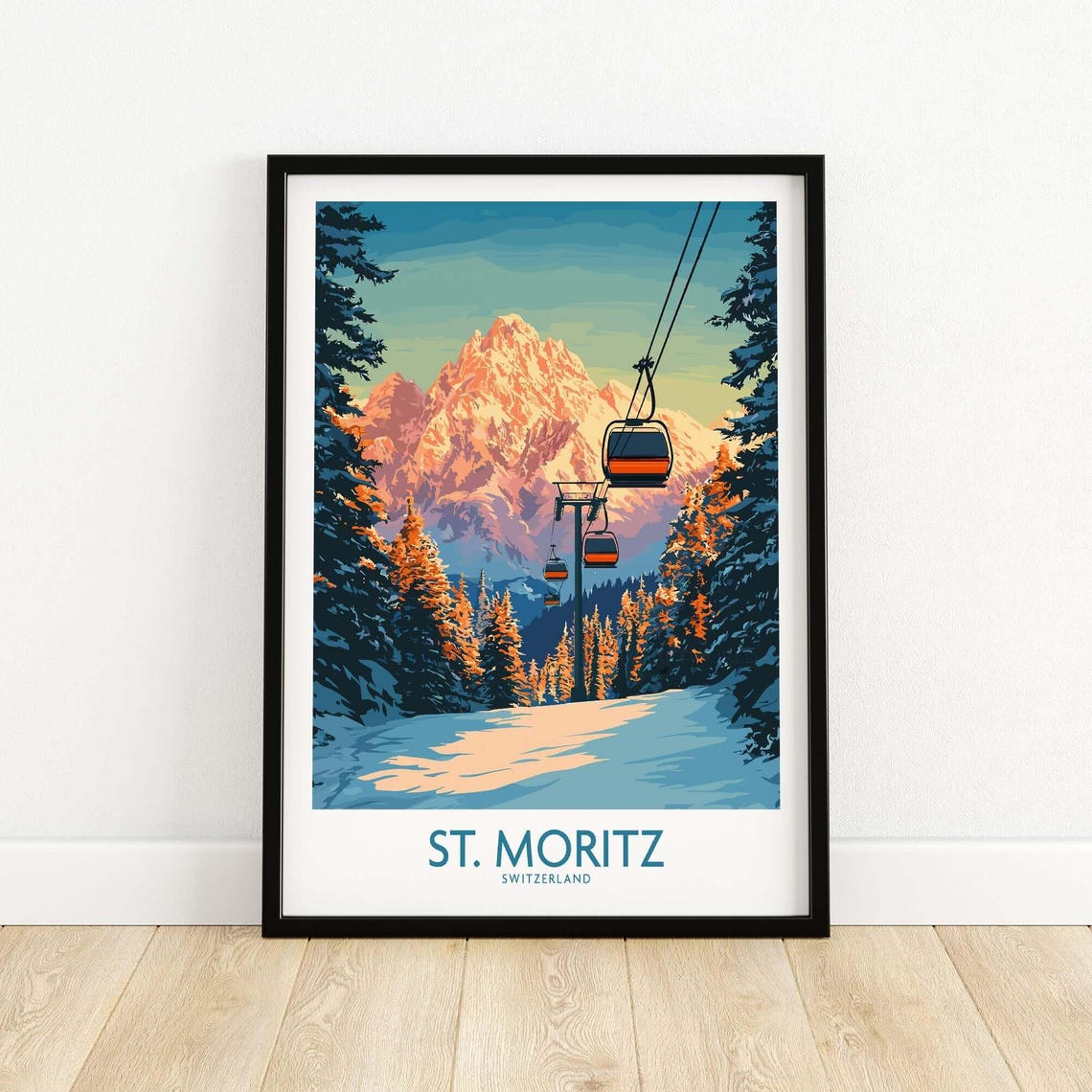 St Moritz Ski Travel Poster, Winter Sports Artwork - Image 5
