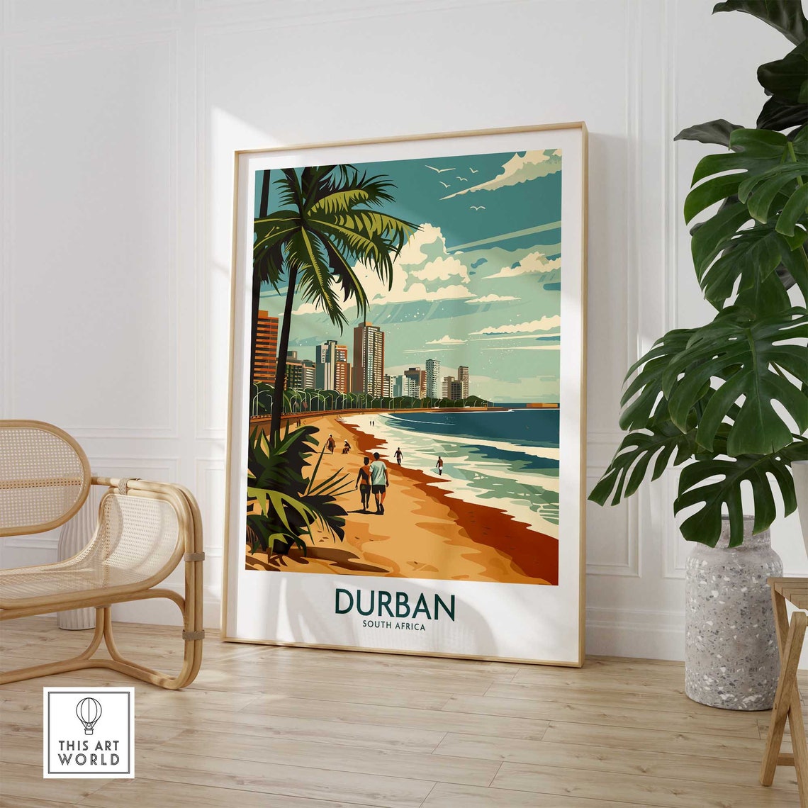 Durban South Africa Beachfront Palm Trees Ocean Promenade Poster - Image 2