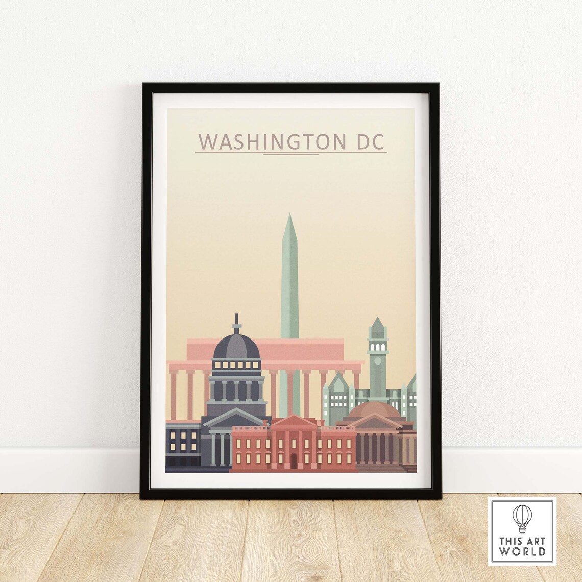 Washington DC Cityscape Travel Poster, Home Decor