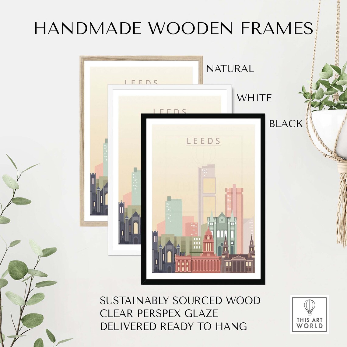 Leeds Skyline Travel Poster, Cityscape Wall Art - Image 2