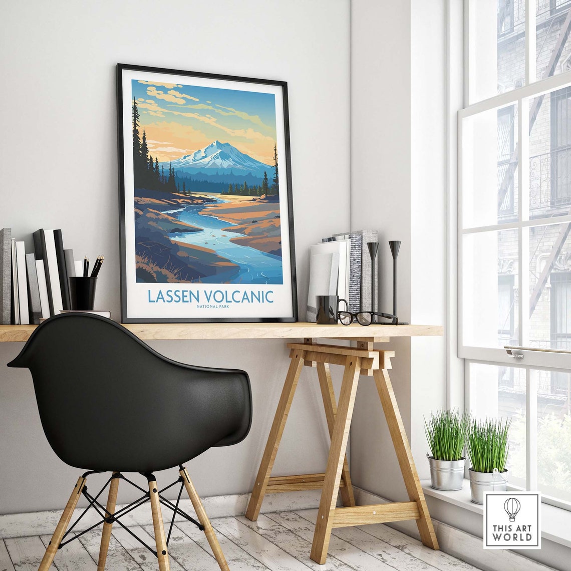 Lassen Volcanic National Park Snowy Volcano Peak River Poster - Image 4