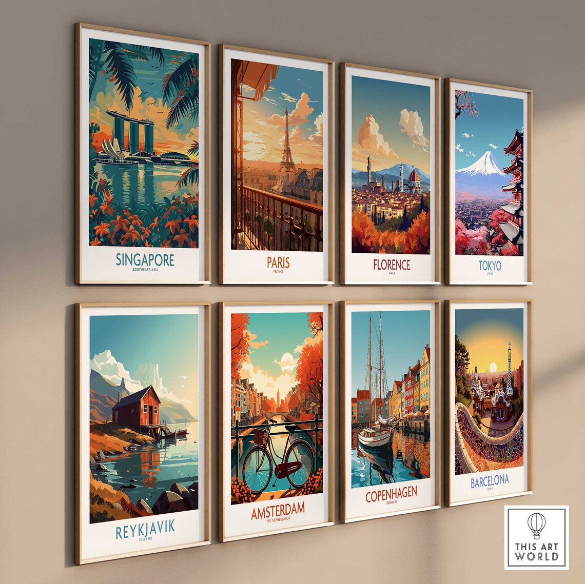 Singapore Marina Bay Sands Skyline Sunset Asia Travel Poster - Image 3