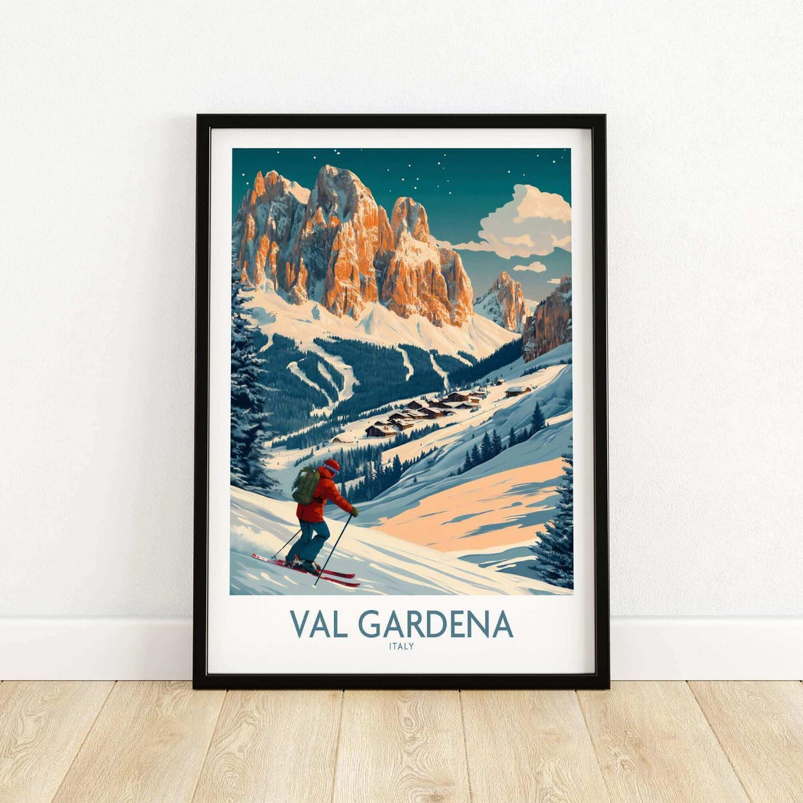 Val Gardena Ski Lodge Art Print, Winter Sports - Image 5