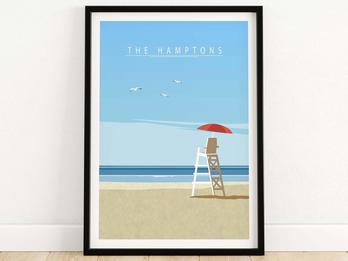 The Hamptons New York Travel Poster, Wall Decor