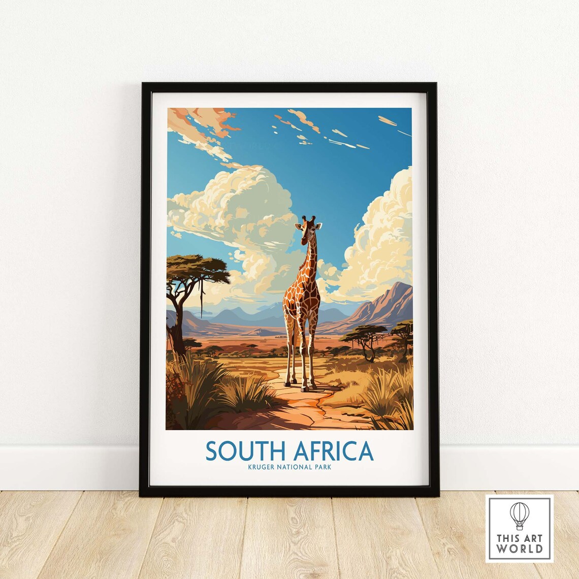 South Africa Travel Poster, Home Decor Illustration