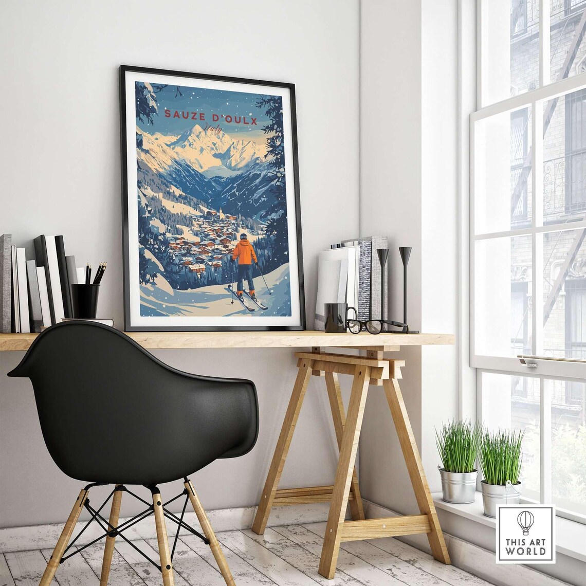 Winter Sports Art Print, Ski Lodge Decoration - Image 4