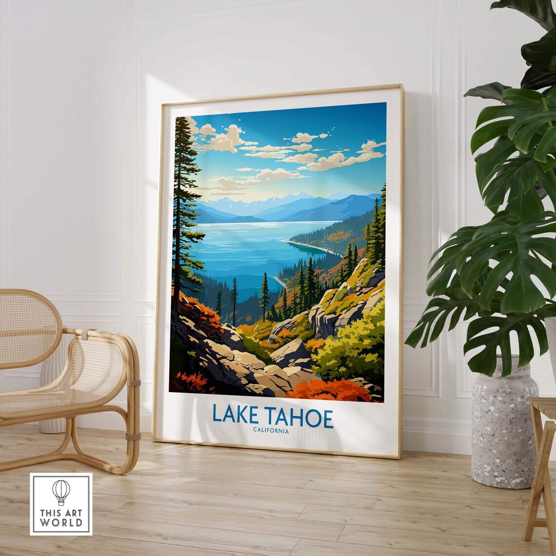 Lake Tahoe California Autumn Pine Lake Vintage Travel Poster - Image 2