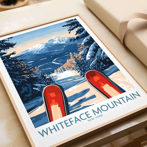 Whiteface Mountain Ski Resort Poster, Ski Lodge Art