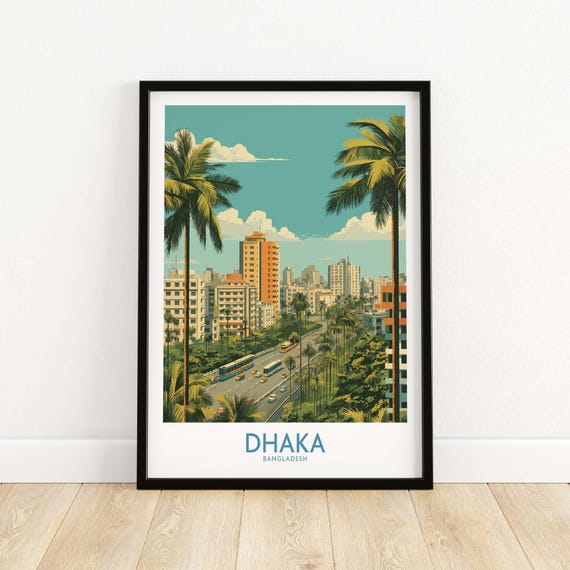 Dhaka Bangladesh Cityscape Wall Art Urban Artwork Modern Decor Vibrant City Life Illustration