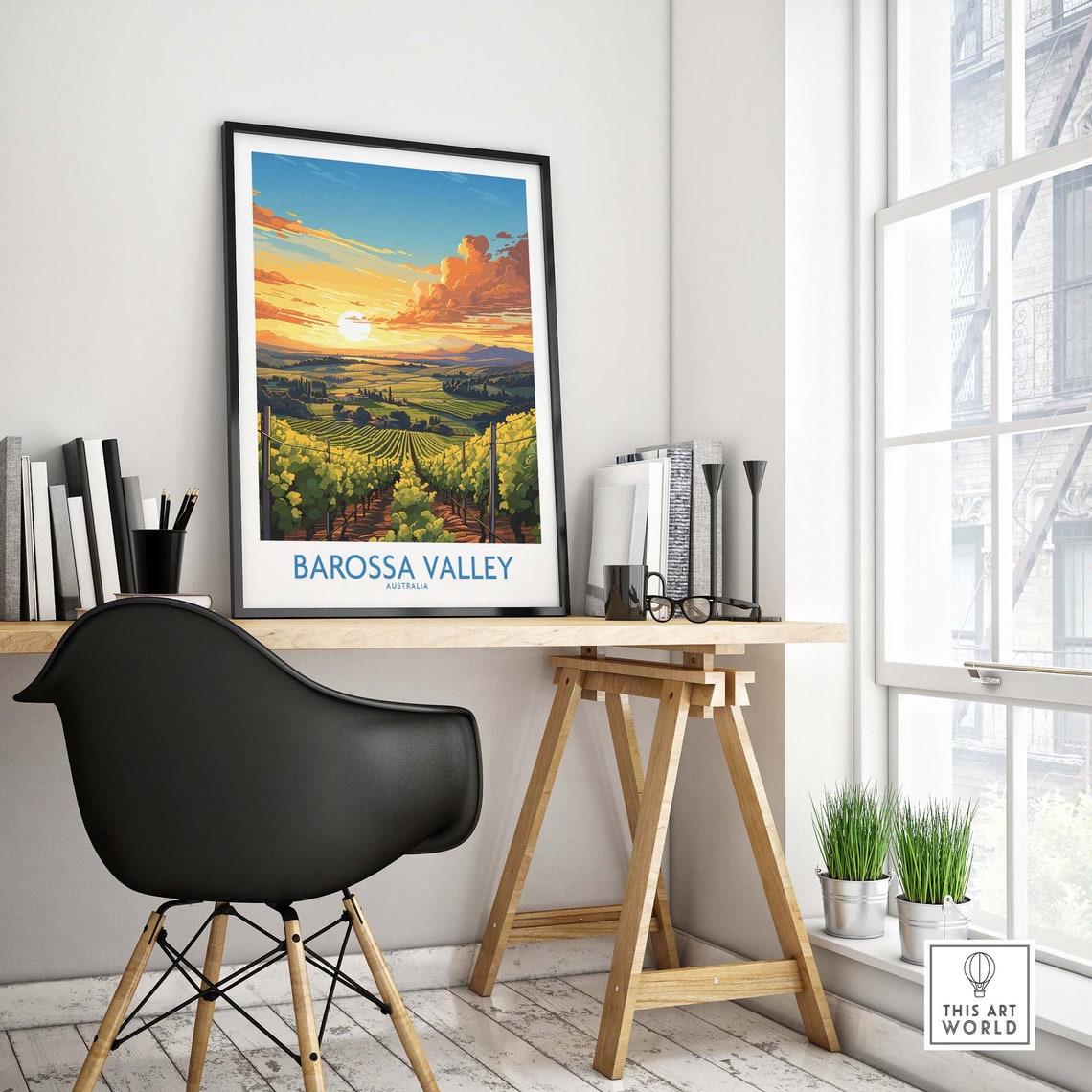 Barossa Valley Australia Vineyard Rows Sunset Golden Travel Poster - Image 4