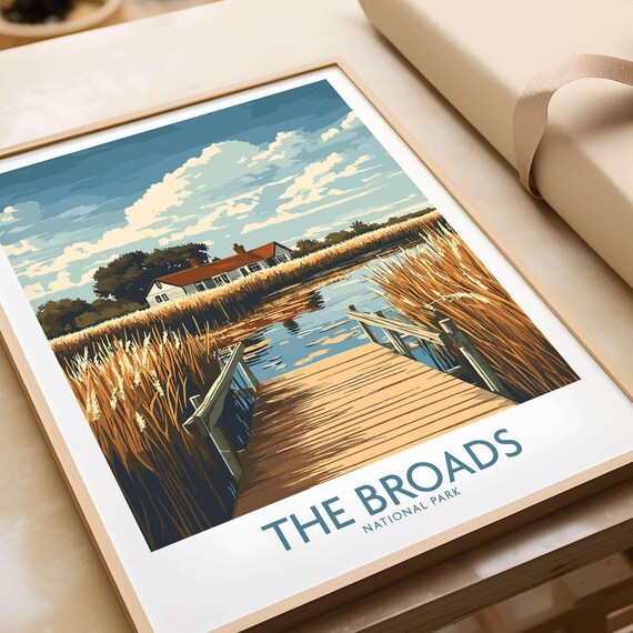 The Broads National Park Reed Boardwalk Marshland View Poster