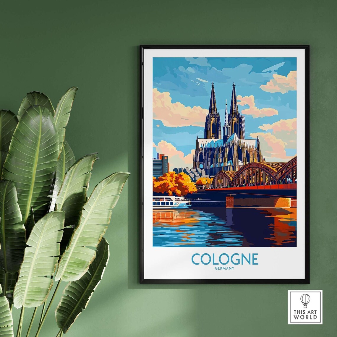 Cologne Germany Cathedral Hohenzollern Bridge Vintage Travel Poster - Image 2