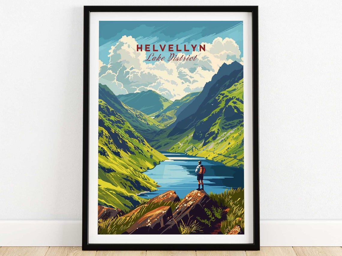 Helvellyn Travel Poster Wall Art Print Home Decor Artwork Gift Illustration Lover