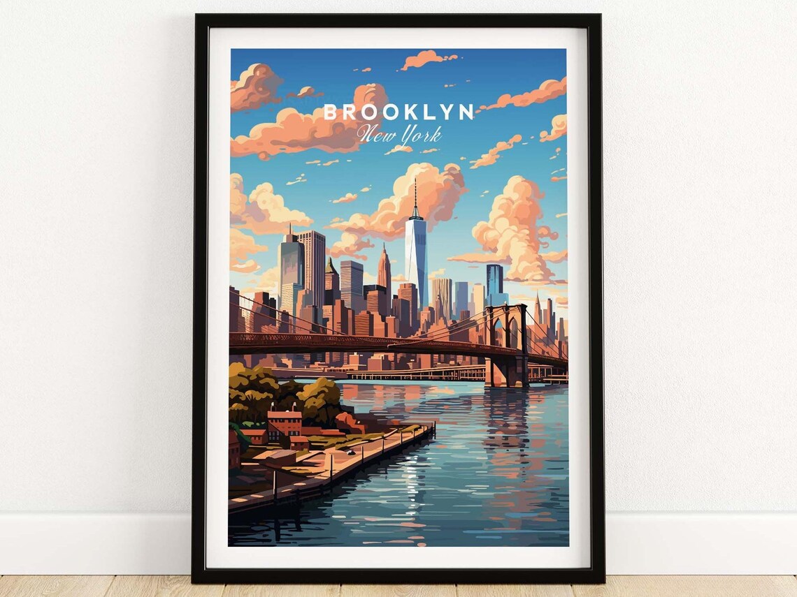 Brooklyn Travel Poster, Personalized Wall Art Print
