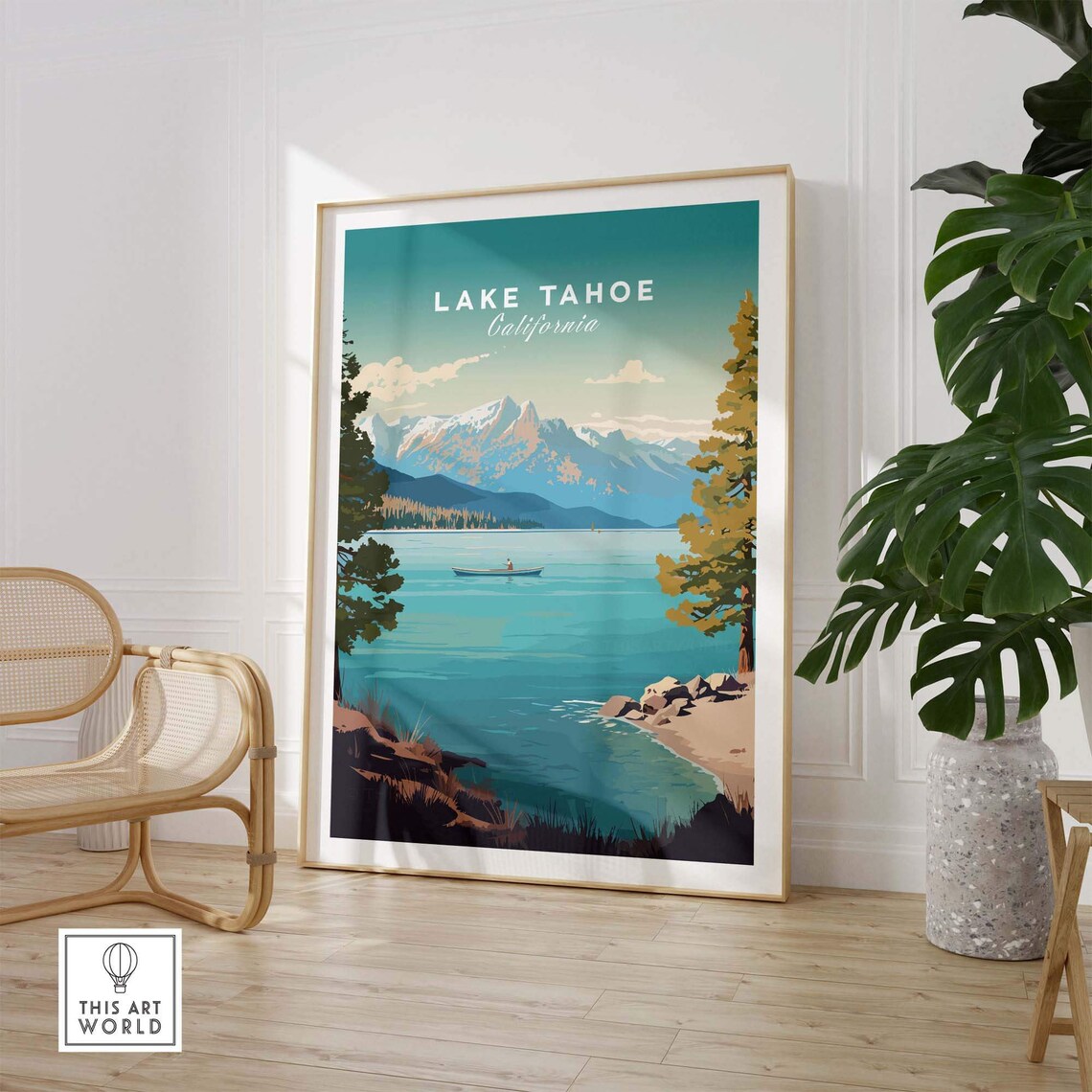 Lake Tahoe California Canoe Turquoise Lake Mountain View Poster - Image 2