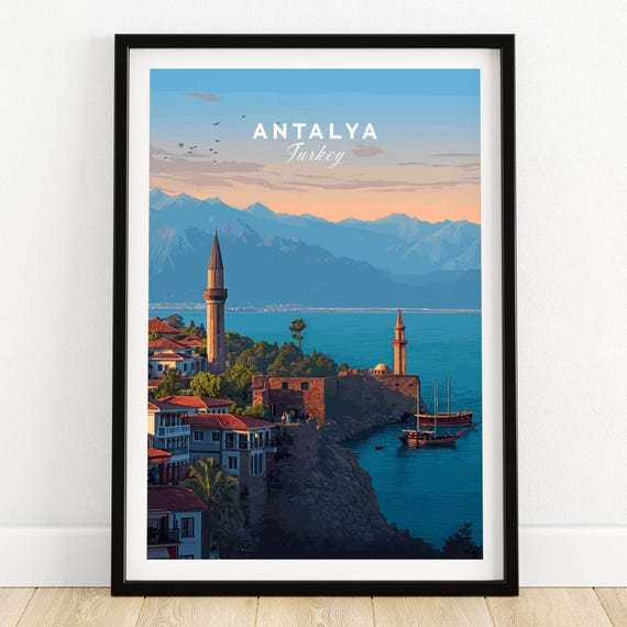 Antalya Wall Art Canvas Turkish Coastal Architecture Print