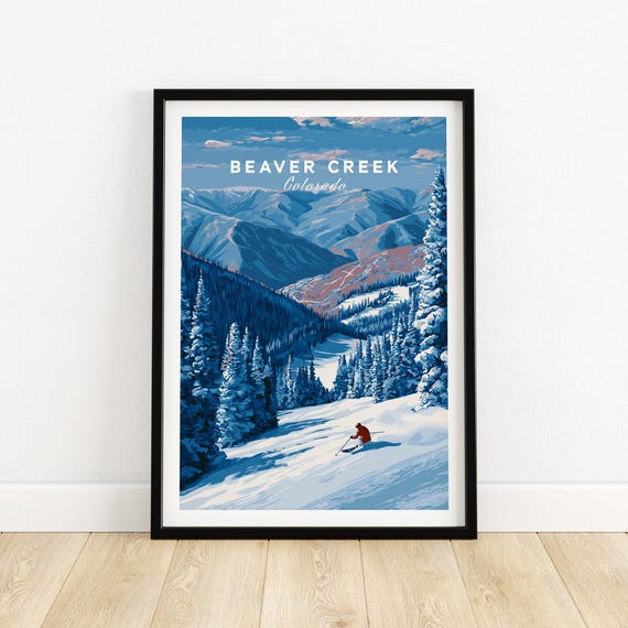 Beaver Creek Colorado Ski Wall Art Travel Poster Vintage Mountain Decor For Lodge Or Home Vacation Gift