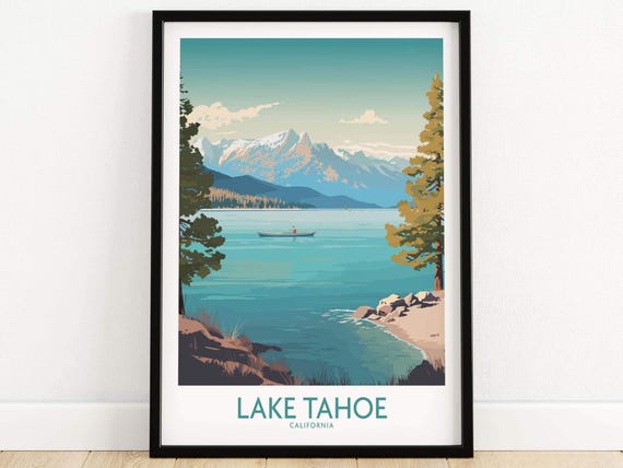 Lake Tahoe Home Dcor Poster Gift Illustration Artwork Wall Art Print