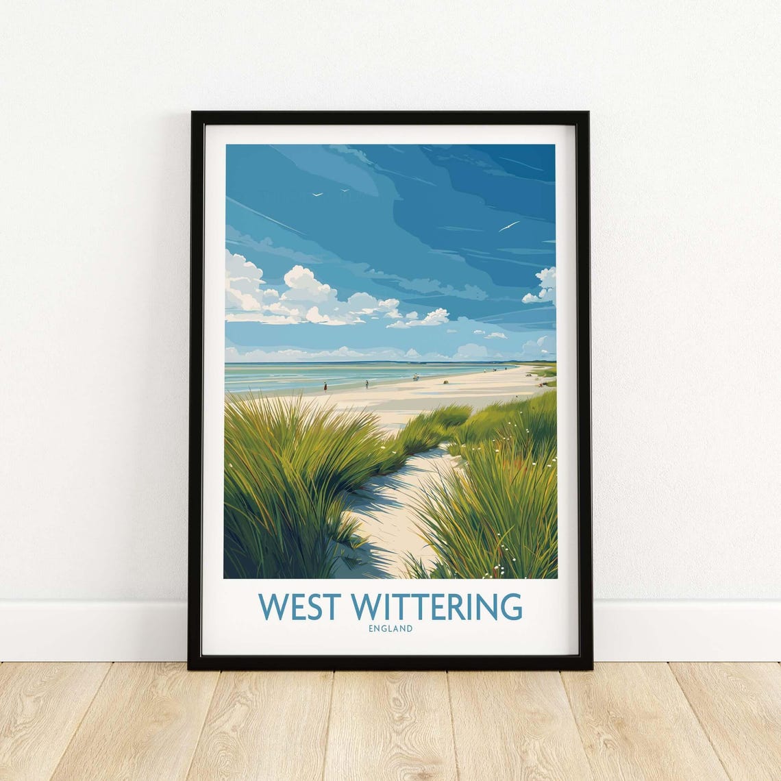 West Wittering England Sandy Beach Grass Dunes Summer Day Poster