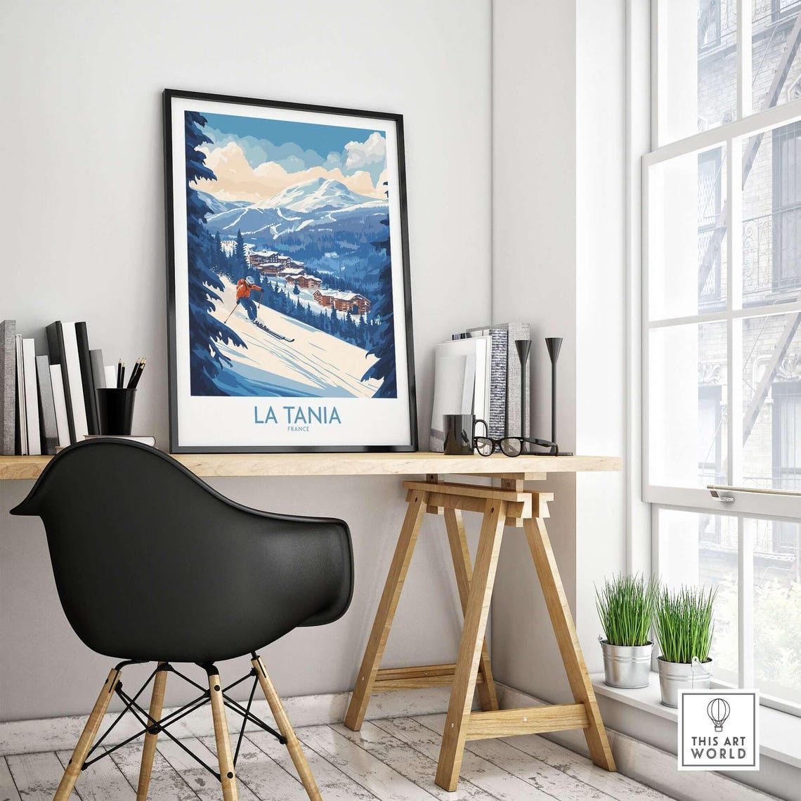 La Tania Ski Resort Travel Poster, Winter Sports - Image 4