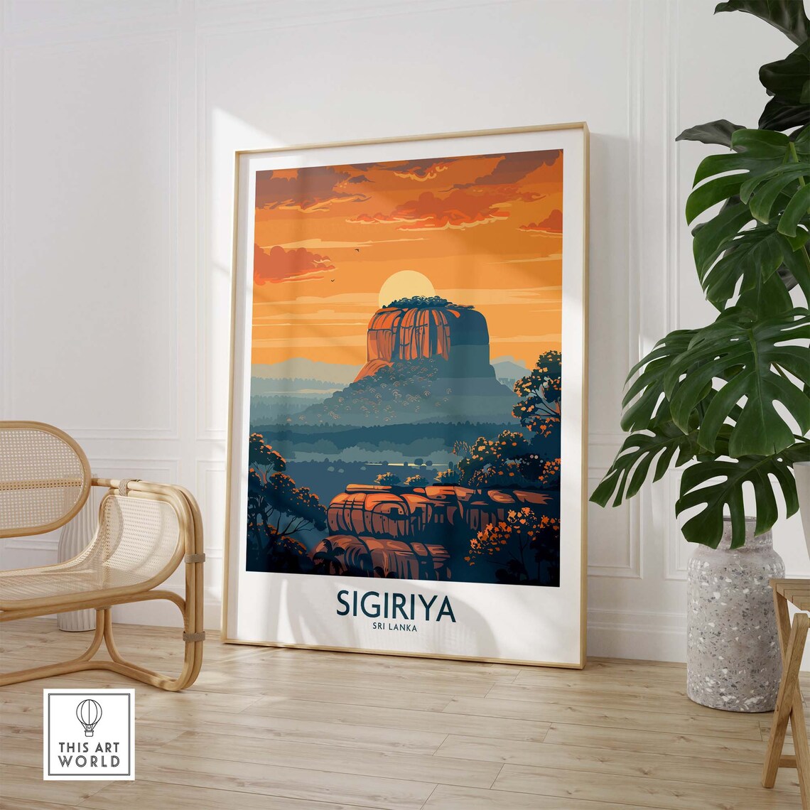 Sigiriya Sri Lanka Lion Rock Fortress Sunset Ancient Ruin Art Poster - Image 2