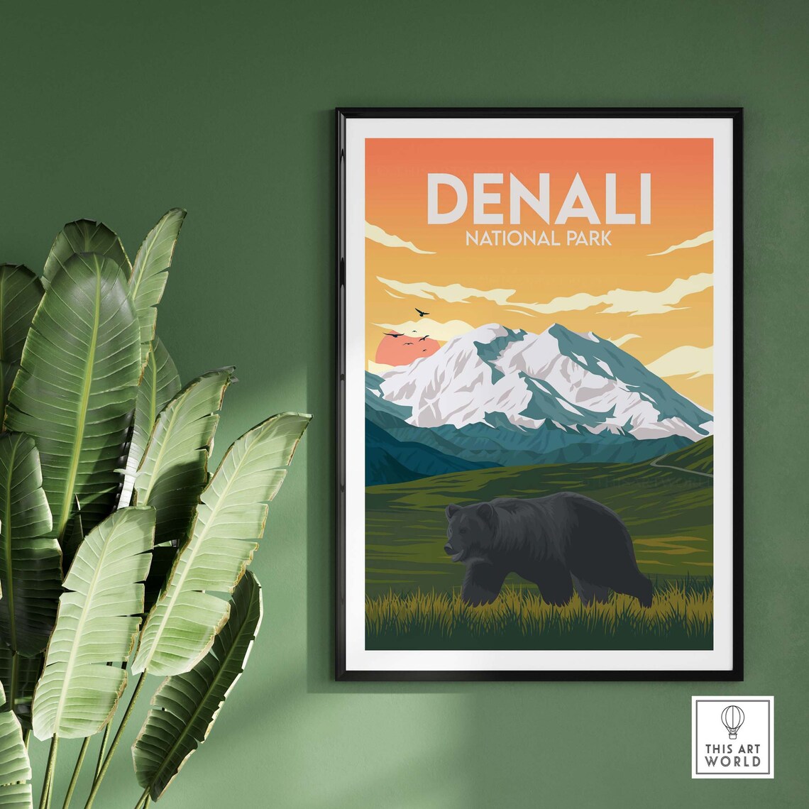 Denali National Park Alaska Travel Poster, Bear Art Print - Image 3