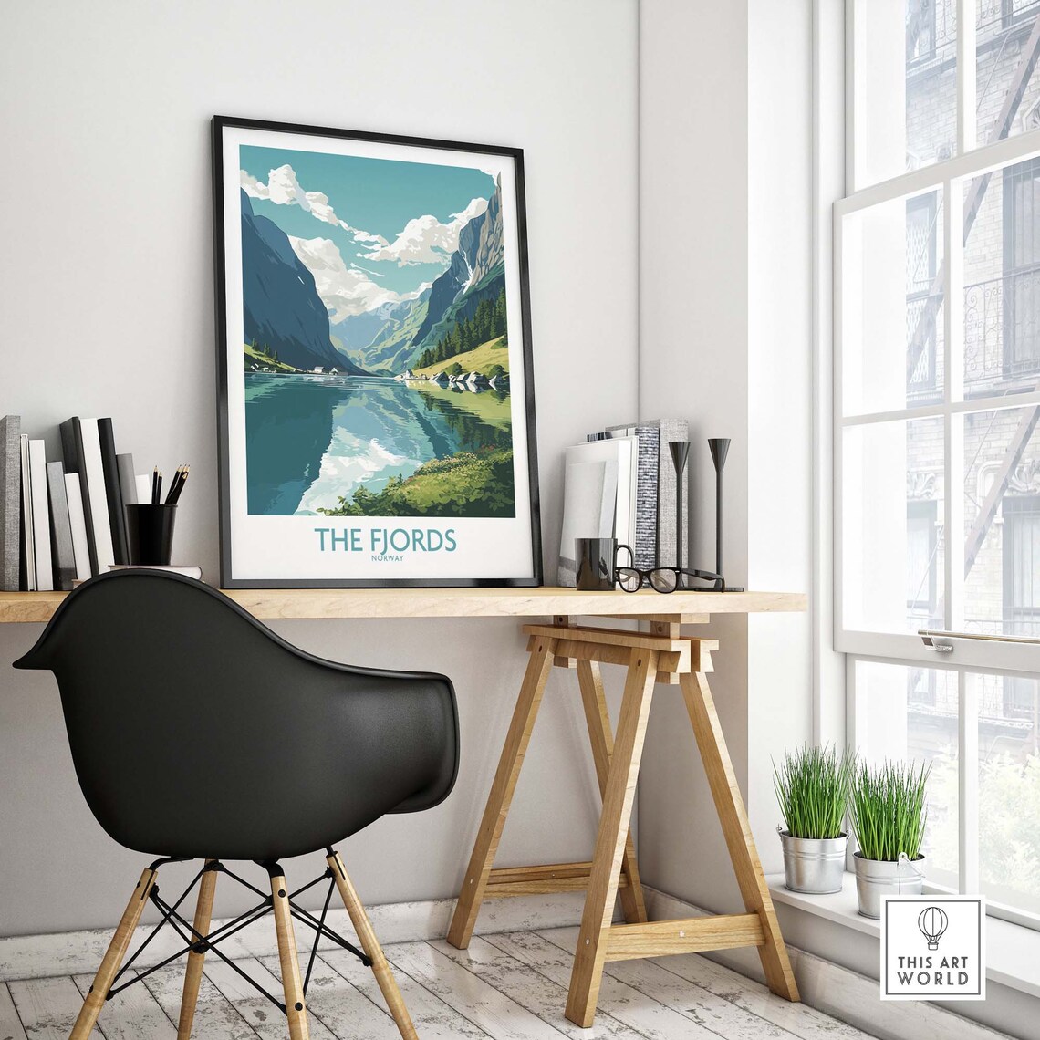 Fjords Travel Print, Scandinavian Landscape Art - Image 4